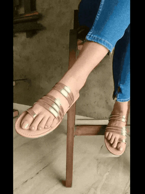 Rose Gold Gladiator Slip Ons - cunei